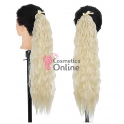 Extensie de par coada ondulata cu snur si clema 85 cm 0022F102 Blond Deschis